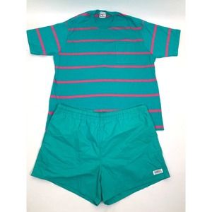 Vtg Men's Jockey Summer Shades XL Swim Trunks & Tshirt Cotton Turquoise & Pink